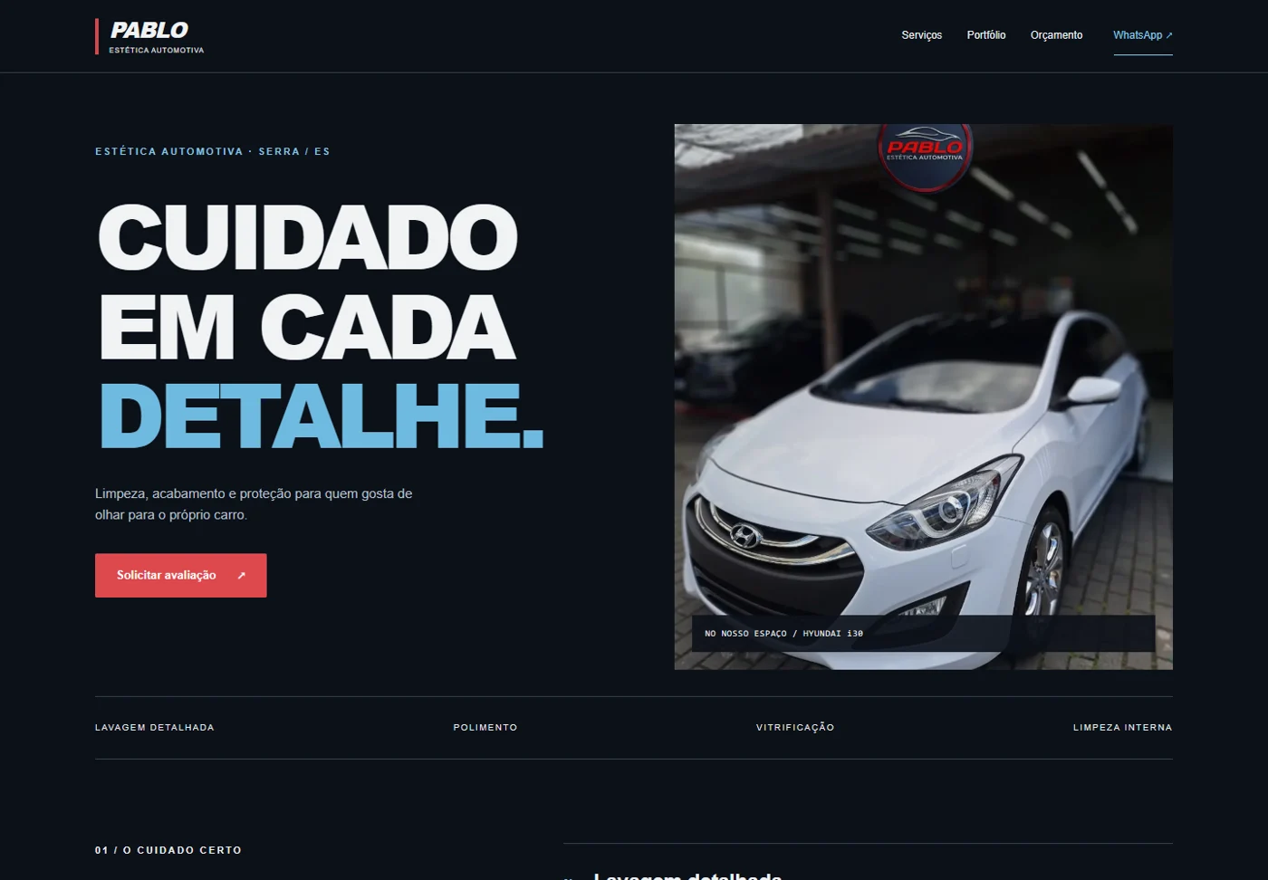 Site Pablo Estética Automotiva